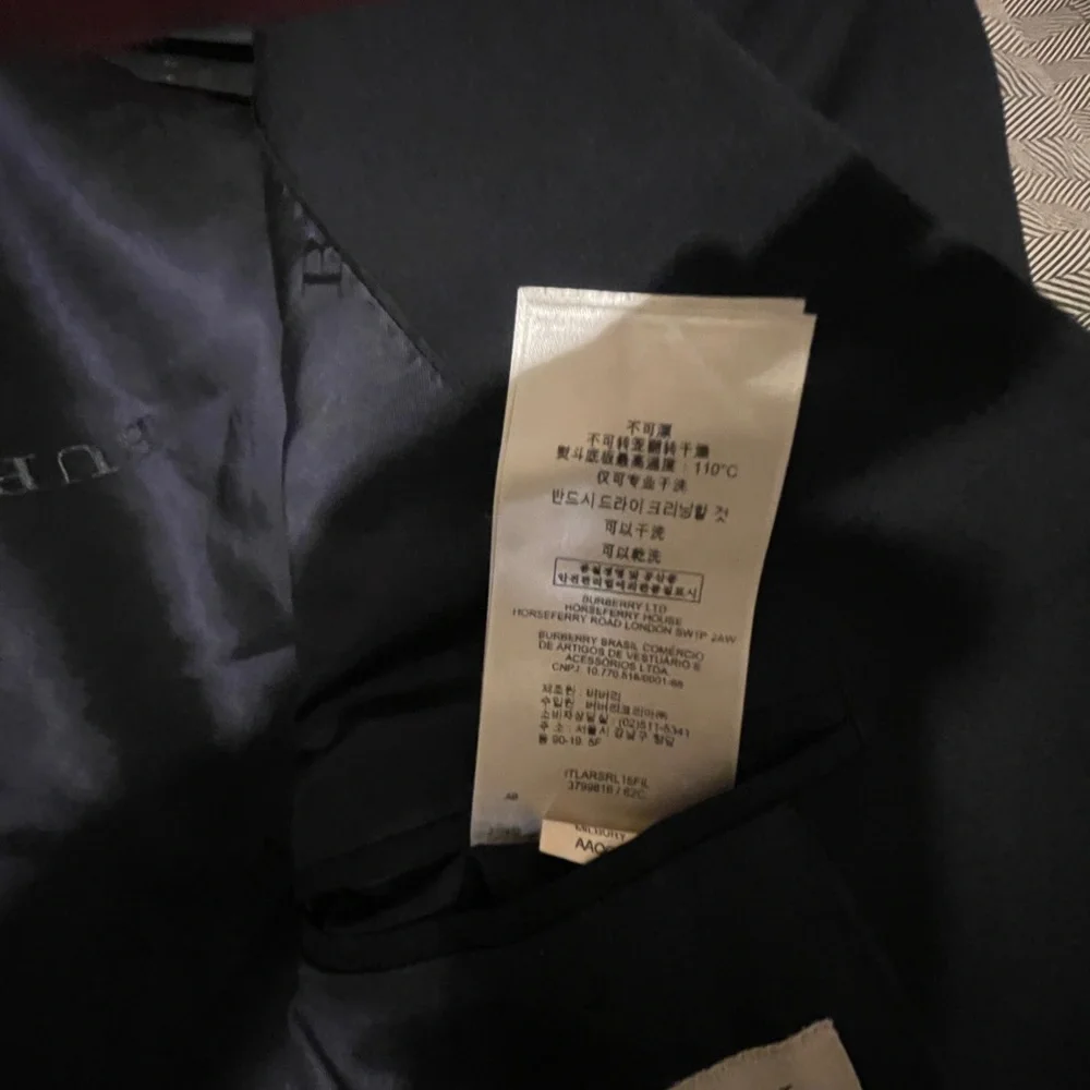 Wool Burberry Blue Blazer with Notch Lapels and Wool Blend - Picture 14 of 17